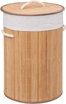 5Five Wasmand van bamboe - 48 liter - 35 x 50 cm - met deksel — thumbnail 1