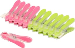 PlasticForte Wasknijpers -12x - groen/roze - kunststof /metaal - 8 cm - was ophangen — thumbnail 1
