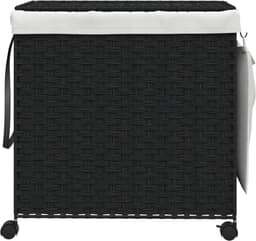 vidaXL - Wasmand - op - wielen - 60x35x60,5 - cm - rattan - zwart — thumbnail 5