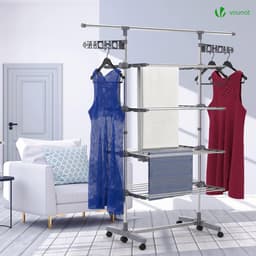 wasdroogrek met grote capaciteit opgewaardeerde versie, droogrek kleding, waslijn roestvrij staal, vouwen binnen en buiten — thumbnail 2