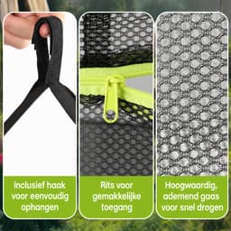 Droognet voor Kruiden – 6-laags Hangend Droognet Ø 58 cm – Opvouwbaar Droognet van Polyester Mesh – Kruidendroger en Droogrek met Rits per Laag – Droognet met Rits, Haak en Opbergtas – Voor Kruiden, Bloemen, Fruit en Groente – Zwart — thumbnail 3