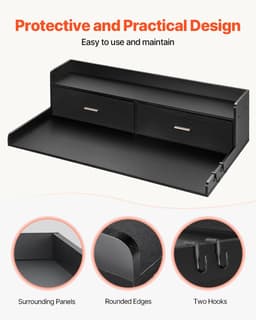 Veya Wasmachine opbouwmeubel - Wasmachine ombouw - Wasmachine kast - Zwart - 37×70cm werkblad - Met 2 lades - Draagkracht 113 kg — thumbnail 3