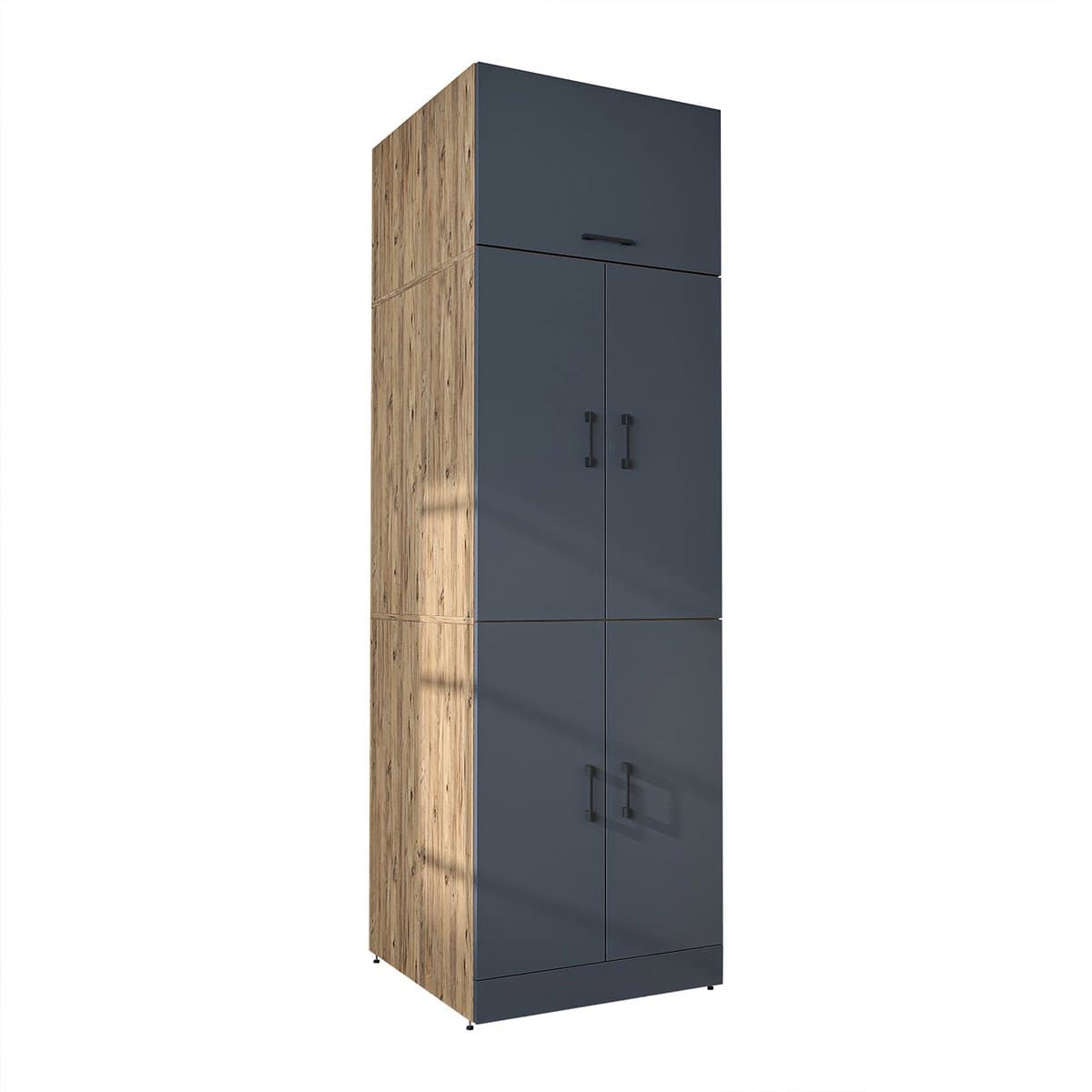 Roomart DORA-II Wasmachine Ombouwkast 70x230 cm met Opzetkast - Antraciet Eiken — afbeelding 1