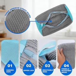 2 in 1 Schoenwashbeutel Wasmachine, Herbruikbare Schoenwashbeutel Wasmachine, 360 ° Reinigingsfluom Wasmachine Schoen tas voor Turnschoenen, Die Einlegezolen können mitgewassen worden — thumbnail 4