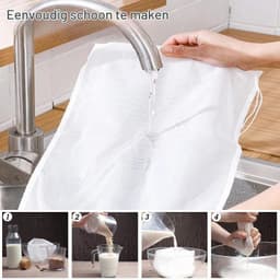 Notenmelkzak - Transparant - 20 x 30 cm - Herbruikbare Filterdoek van Nylon - Voor Notenmelk en Dranken — thumbnail 3
