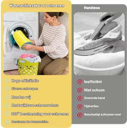 Schoenwaszak voor de Wasmachine - Geel/Grijs - Herbruikbaar en Vervormingsbestendig - Voor Schoenen en Kleding — thumbnail 3
