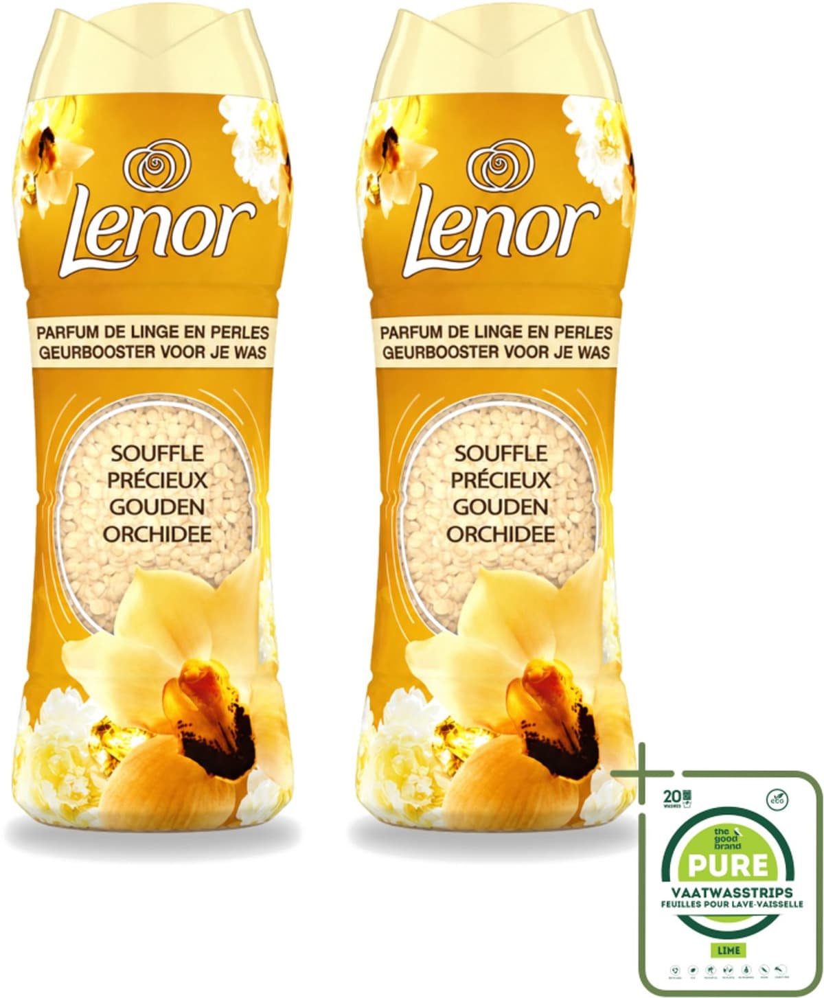 2 x Lenor - Geurbooster - Gouden Orchidee - 22 Wasbeurten - Grootverpakking - Geurbooster Was - Geur In Was - Geur In Kleding - Wasgeur - Geur In Wasmachine — afbeelding 1