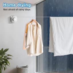 Waslijn uittrekbaar, 4,2 meter lang, intrekbare waslijn zonder boren, geen boren nodig, intrekbare Clothesline roestvrij stalen touw — thumbnail 4