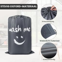 Waszak met grote capaciteit, gemakkelijk mee te nemen, ideaal voor reizen, kamperen, badkamer en studentenhuis, set van 2 (blauw + grijs) — thumbnail 4