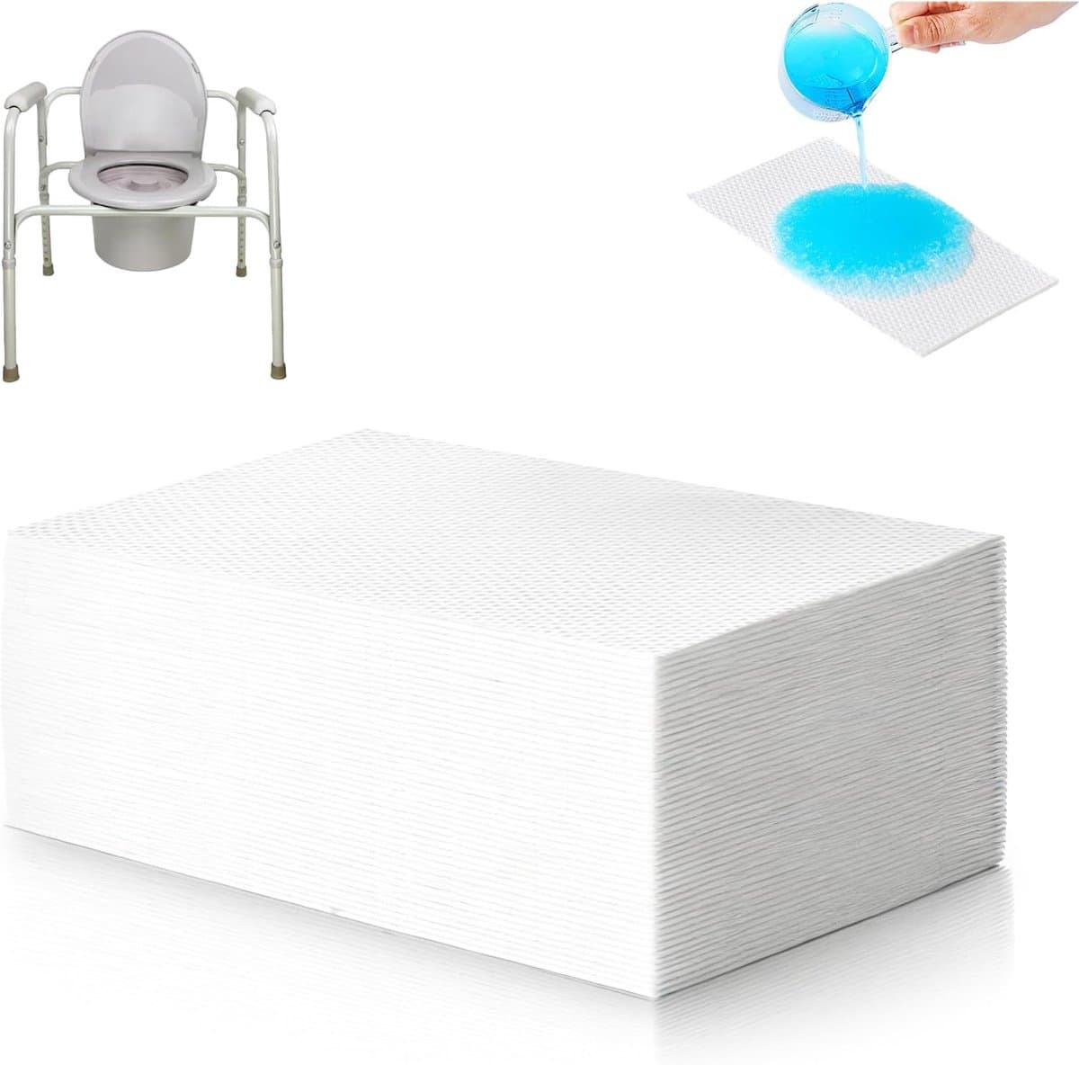 absorberend, 50 stuks, 240 x 130 mm, draagbare wc-inzetstukken met absorberende pads, super absorberend, campingtoilet, toiletzak voor volwassenen — afbeelding 1