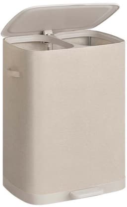 Wasmand 56 x 47 x 75 cm Beige Inhoud van 160 liter Ontwerp met twee gescheiden vakken Met 2 afneembare binnenzakken deksel en handvat Waterafstotend en gemakkelijk te reinigen Opvouwbaar op te bergen Geschikt voor slaapkamer badkamer en wasruimte — thumbnail 1