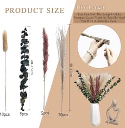 Droogbloemen decoratie natuurlijke doe-het-zelf droogbloemen boeket ideaal voor boho woonkamer-bruiloft slaapkamer en vazen (LZGSGO-0111) — thumbnail 5