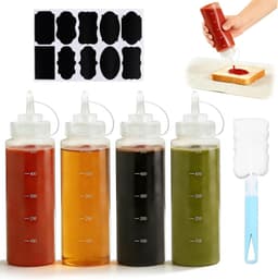 Sausflessen Set - Transparant - 500 ml - Kunststof - Voor Specerijen en Sauzen — thumbnail 1