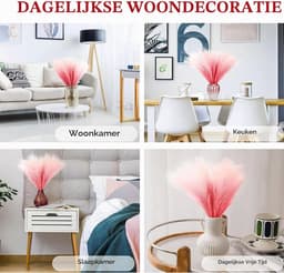 30 stuks Pampasgras, kleurverloop helder rood, droogbloemen boeket, 55 cm, gedroogd voor bloemen, thuisdecoratie — thumbnail 3
