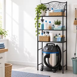 Wasmachine rek - 163 x 60 x 23 cm - zwart — thumbnail 4