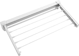 OKWISH Wanddroogrek - Wasrek/Droogrek Hangend – Uitklapbaar Met 90 Graden Vouwfunctie– Voor Wasgoed En Handdoeken – 70 x 37,5 x 10 Cm – Kunststof En Roestvrij Staal – Wit — thumbnail 3