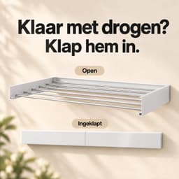 Lacardia Wanddroogrek Inklapbaar 120 cm - Wasrek Hangend - Wit - Wandgemonteerd Droogrek met 7,2 Meter Drooglengte — thumbnail 4