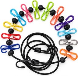 Wasband voor camping en reizen, 1,8-3 m uittrekkbaar met 12 clips, elastische camping wasband, winddicht zonder boren voor tent, caravan en balkon — thumbnail 1