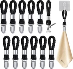 Verpakking van 12 handdoekclips, Geschikt vooralen handdoekclips Geschikt voor ringen, geen naaien nodig, Geschikt voor keukens, badkamers en balkons (zwart). — thumbnail 2