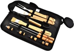 1set Buiten Bbq Gereedschap Draagbare Grill Tools Met Handvat Rvs Voor Kamperen Barbecue Buitenfeesten Inclusief Opbergzak — thumbnail 1