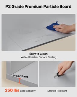 VEVOR Werkblad voor Wasmachine en Droger (137 X 69,9 cm) met Opstaande Rand en Haken, voor Organisatie en Opbergruimte in Linnenkast, Voorraadkast of Keukenblad, Draagvermogen tot 113 Kg, Grijs — thumbnail 5