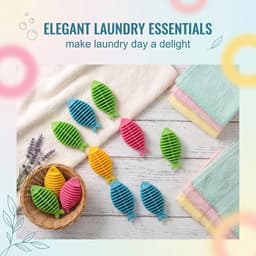 Set van 8 wasballen en wasballen voor wasdroger en wasmachine, 6,3 x 2,7 x 2,6 cm, herbruikbare droogballen voor donsjacks, Dryer Balls tegen dierenharen en pluisjes, blauw/groen/geel/roze — thumbnail 4