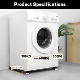 Wasmachine Onderstel, Verstelbare Meubelrol voor Wasmachine & Koelkast (45-72 cm) | 300 kg Draagvermogen | Meubelwielen met 18 Wielen en Antisliprubber (Zwart) — thumbnail 2