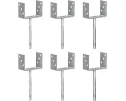 vidaXL - Grondankers - 6 - st - 14x6x30 - cm - gegalvaniseerd - staal - zilverkleurig