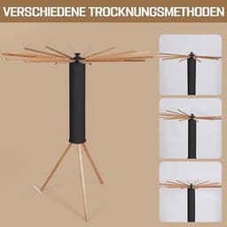 PolkaHome Opvouwbaar Droogrek Octopus met 16 Armen en 48 Ophangplaatsen, Driepoot Statief, Ruimtebesparend, Zwart — thumbnail 5
