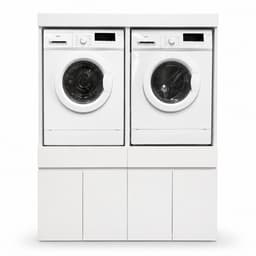 Dastium Home - Dubbele Wasmachinekast - Wasmachine Ombouw - Wasmachine Verhoger met Lade - Wasmachineverhoger met Kastjes - Wasmachine Sokkel Wit — thumbnail 1