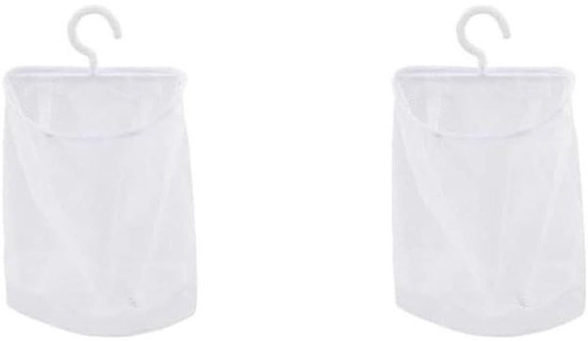 Wasknijpertas - droognetzak - voor het drogen van kleding - met ademend gaasontwerp - 2 stuks - 24 cm - wit — afbeelding 1