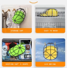 Cap Washer - 2 Stuks - waszakken - veelzijdig en krachtig - voor wassen drogen vormbehoud en opbergen - met vijfbandensysteem - veilige fixatie - breekvast en vormvast - voor Baseballpetten, Sportpetten en Petonderhoud Zonder Vervorming — thumbnail 4