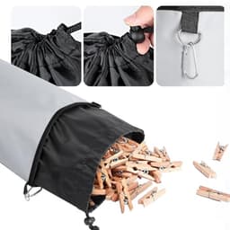 Kledingknijperzak met Sluitkoord - Opslag voor tot 200 Knijpers, Pennenzak voor Knijpers, Binnen- en Buitenopslag (Grijs, 2 Stuks) — thumbnail 2