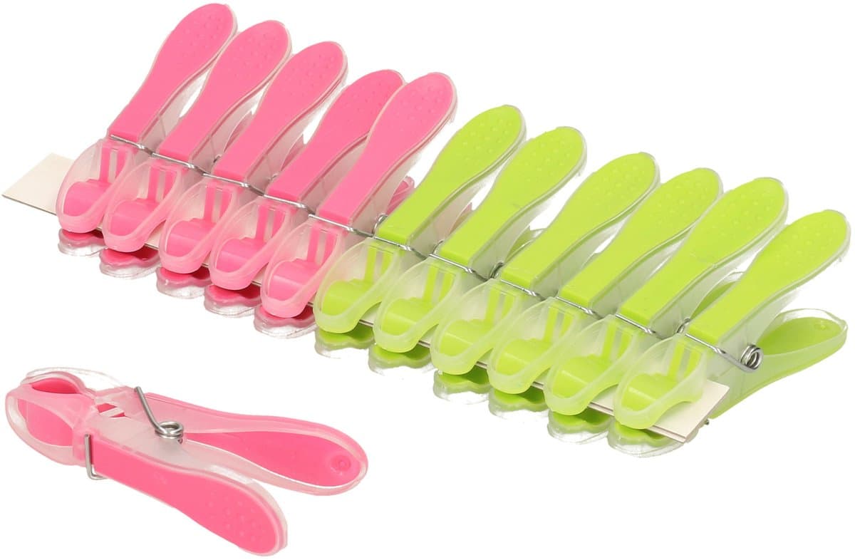 PlasticForte Wasknijpers -24x - groen/roze - kunststof /metaal - 8 cm - was ophangen — afbeelding 1
