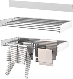Wasophoogte® Wanddroogrek - Wasrek inklapbaar - Wasrek Hangend - Droogrek inklapbaar - 120cm - 8,4m drooglengte - inclusief boormal — thumbnail 1