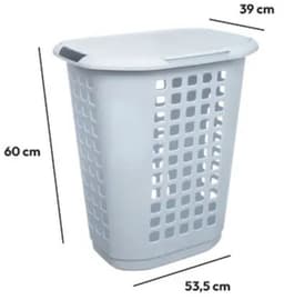 5Five Wasmand met deksel - extra groot - wit - kunststof - 63 liter - 53 x 38 x 60 cm - open structuur — thumbnail 4