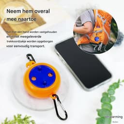 Vitdipy - Waslijn Uittrekbaar - Roldrooglijn - Waslijndraad 8 meter - Voor Binnen & Buiten - Voor camping / kamperen / reizen - Oranje — thumbnail 5