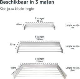 Goodly® High quality Wanddroogrek 80 CM - Droogrek muur inklapbaar - Wasrek - Wasdroogrek buiten - QUALITY 4m - drooglijn - Wit — thumbnail 4