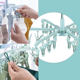 Opvouwbaar droogrek met 24 clips voor het drogen van sokken, ondergoed, babykleding, handdoeken, draaibaar droogrek voor sokken — thumbnail 2
