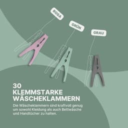 Set van 30 stevige wasknijpers met mand voor efficiënte wasdroging — thumbnail 3