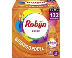 Robijn - Vloeibaar Wasmiddel - Klein & Krachtig - Color - 6 flessen - 132 wasbeurten - Voordeelverpakking