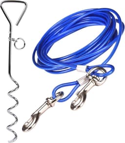 QPFO® Hondenketting met spiraal stake – RVS kabel 3m 5m 10m – 360 graden draaibaar – Voor tuin camping en buitengebruik — thumbnail 1