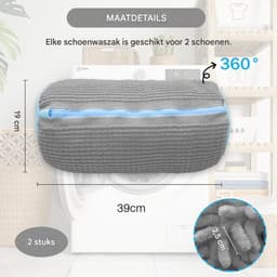 QTTVBTNA -2 Stuks Schoenwaszak voor Wasmachine – Herbruikbare Wastas met Verborgen Rits, Anti-Vervorming & 360° Bescherming – Waszak voor Alle Schoenmaten en -Soorten, Grijs — thumbnail 5