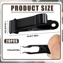 20 stuks - mini-metalen klemmen - krokodillenklemmemetalen - stevige veerklemmen - hangende krokodillenklemmen - voor kabels, fotosnacks, papiers, gordijnen (zwart) — thumbnail 2