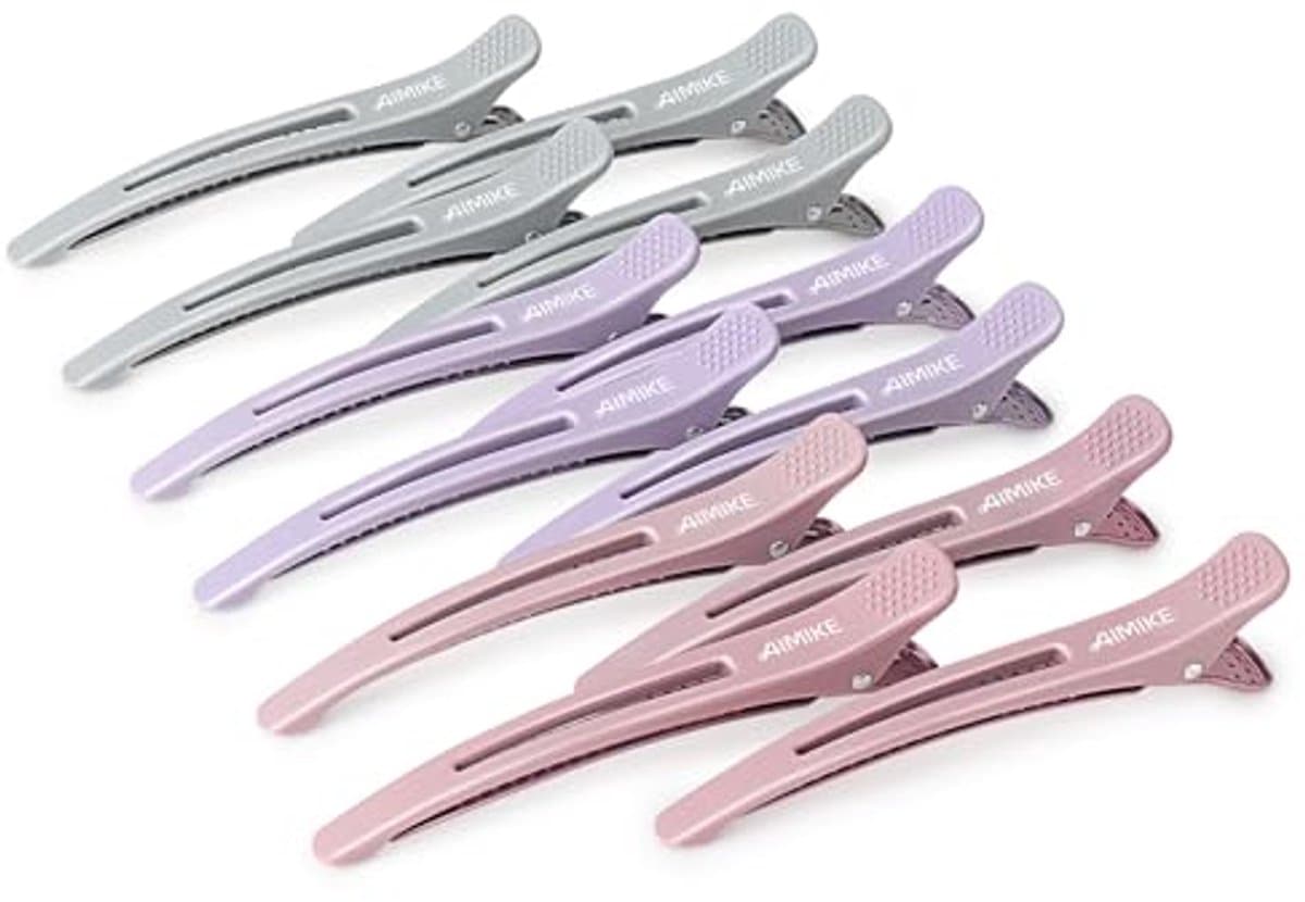 12-delige Haarklemmen voor Styling, Geen Crease Donsvoorklemmen met Siliconen Band, Professionele Klemmen voor Haarsectie en Kappen — afbeelding 1