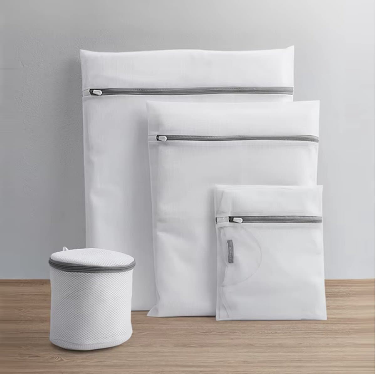CHPN - Waszakken - Wasnetjes - 7-delig - BH waszak - Was net - Wasmachine zak - Lingerie zakken - Waszakjes - Wit met zwarte rits — afbeelding 1