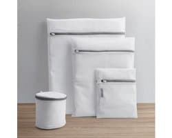 CHPN - Waszakken - Wasnetjes - 7-delig - BH waszak - Was net - Wasmachine zak - Lingerie zakken - Waszakjes - Wit met zwarte rits — afbeelding 1