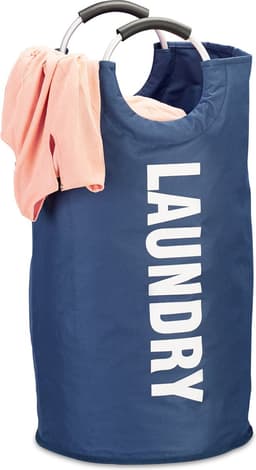 opvouwbare wasmand - met hengsel - 60 l - lichtgewicht - 70 x 38 cm - blauw — thumbnail 1