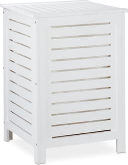 wasmand met deksel - 86 l - uitneembare waszak - hout - 65,5 x 45 x 45 cm - wit — thumbnail 4