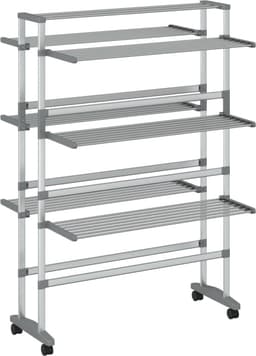 vidaXL - Droogrek - met - wieltjes - 89x64x129 - cm - aluminium — thumbnail 1